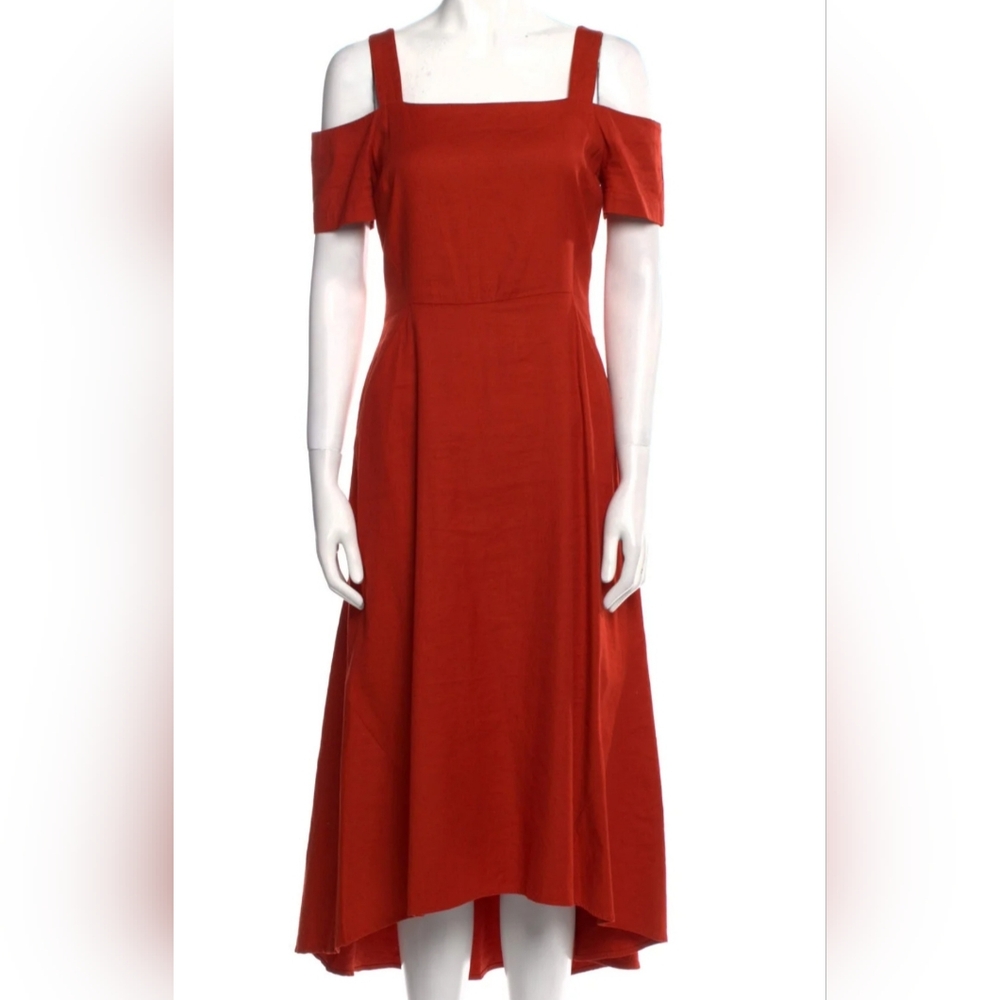 A.L.C. Red Orange Linen Midi Dress Size 6